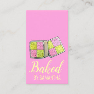 British Battenberg Marzipan Sponge Cake Bakery Visitkort
