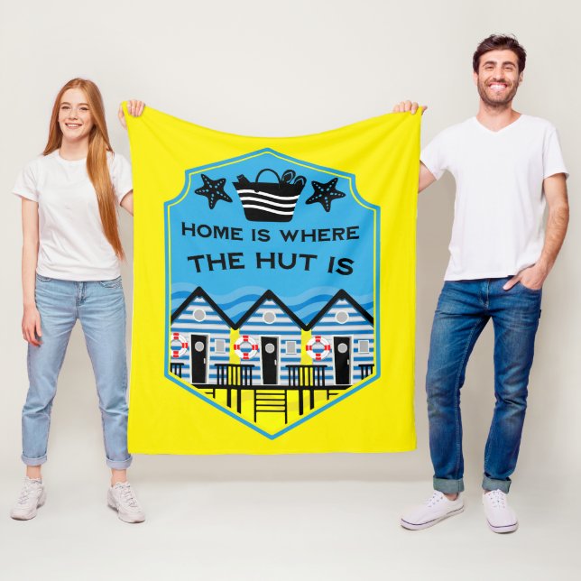 British Beach Hut Gifts and Decor Fleecefilt (På plats)