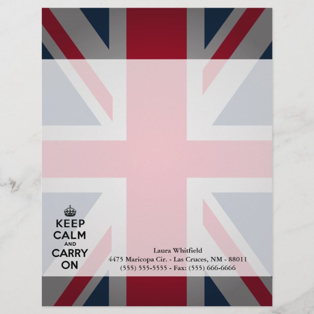 British Behålla Lugn Carry Letterhead Stationery Brevhuvud (Framsida)