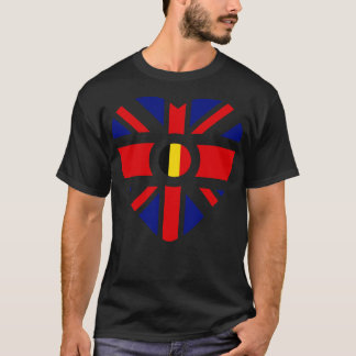 British Belgium Multinational Patriot Flagga Heart T Shirt