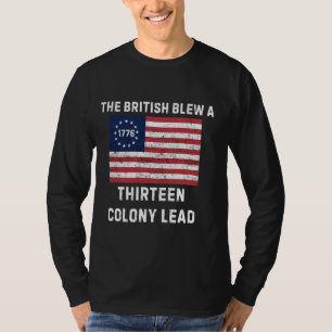 British Blew 13 Colony Lead 4:e juli Betsy Ross T Shirt