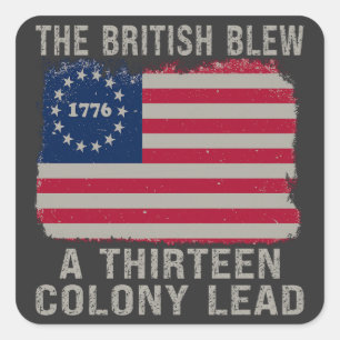 British Blew Tretton Colony Lead 4 juli Fyrkantigt Klistermärke