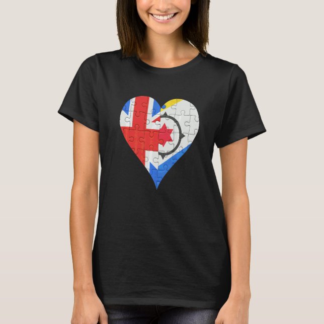 British Bonaire Dutch Flagga Heart T Shirt (Framsida)