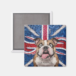 British Bulldog med Union Flagga som bakgrund Magnet