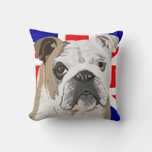 British Bulldog med Union Jack ReDesignad Kudde (Framsida)