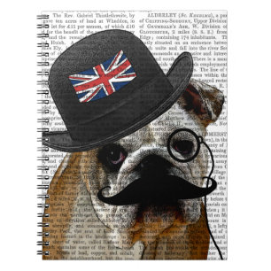 British Bulldog och Bowlareare Hat Anteckningsbok