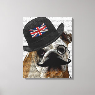 British Bulldog och Bowlareare Hat Canvastryck
