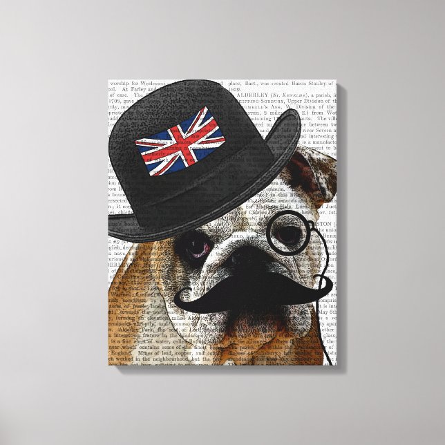British Bulldog och Bowlareare Hat Canvastryck (Framsida)