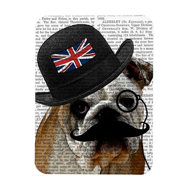 British Bulldog och Bowlareare Hat Magnet (Vertikal)