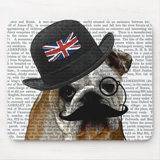 British Bulldog och Bowlareare Hat Musmatta (Framsidan)