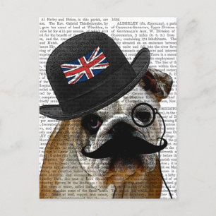 British Bulldog och Bowlareare Hat Vykort