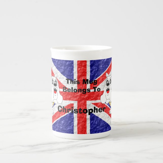 British Bulldog Union Jack Flagga Benporslin Mugg (Framsidan)