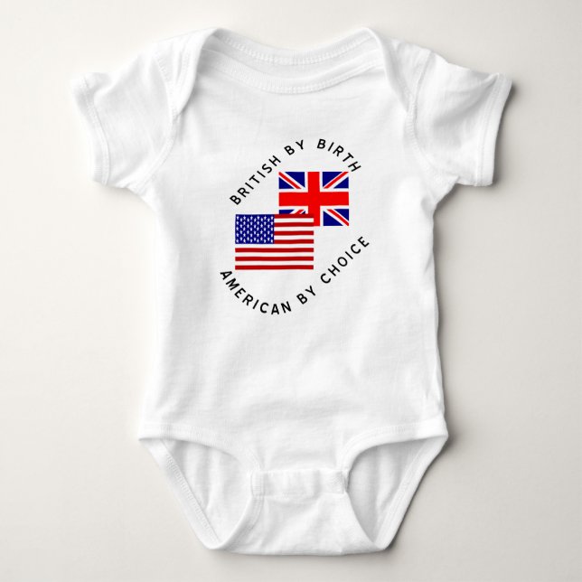 British by Birth American by Choice Black Text T Shirt (Framsida)