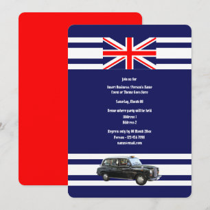 British cab Union Jack flagga British temaparty Inbjudningar