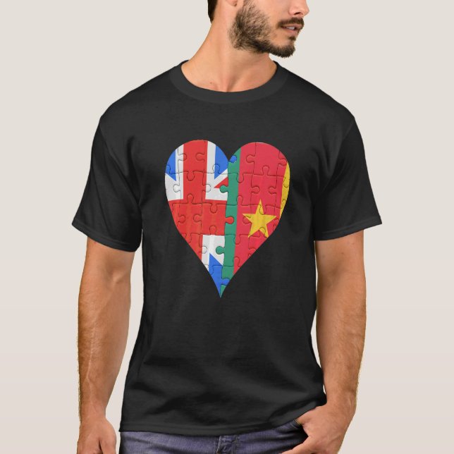 British Cameroonic Flagga Heart T Shirt (Framsida)