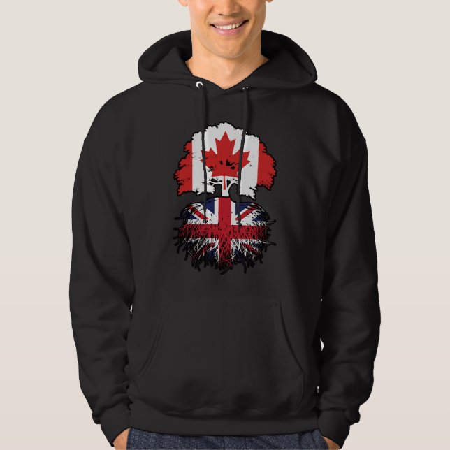 British Canada Träd Roots Flagga Hoodie (Framsida)
