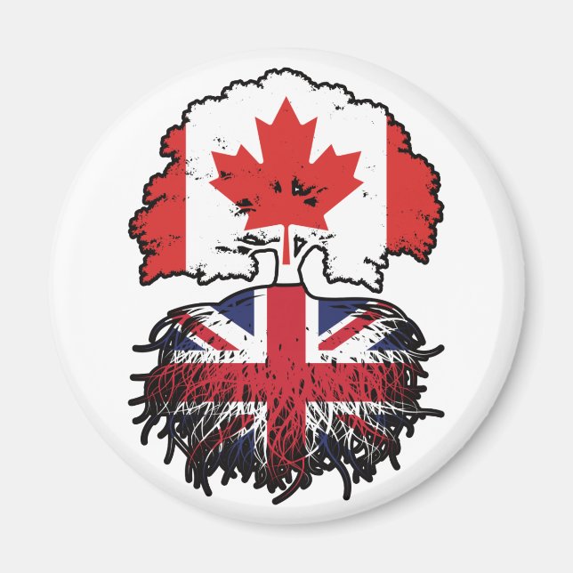 British Canada Träd Roots Flagga Magnet (Framsidan)