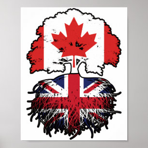 British Canada Träd Roots Flagga Poster