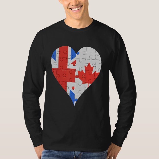 British Canadian Flagga Heart 1 T Shirt (Framsida)