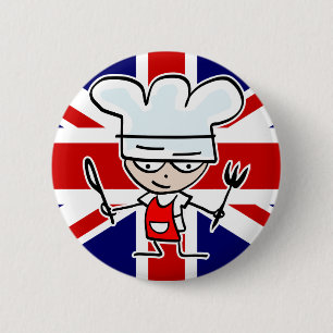 British chef cook button with cute cartoon knapp