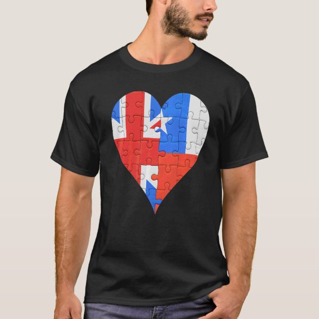 British Chilean Flagga Heart T Shirt (Framsida)
