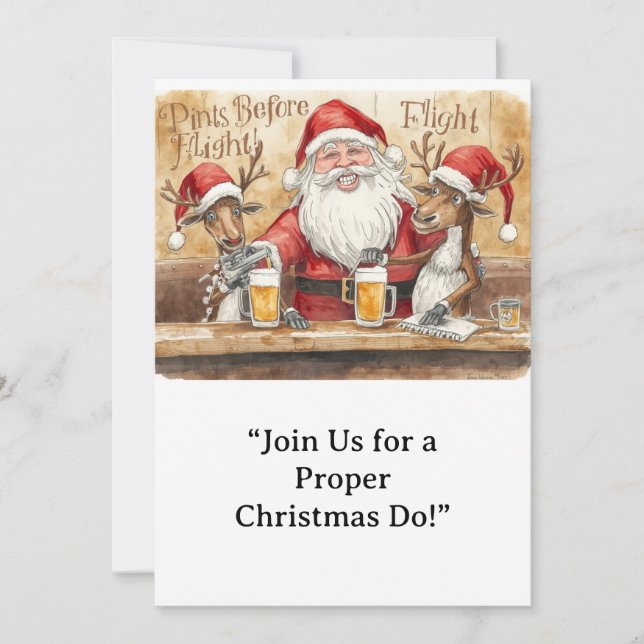 British Christmas Party Reindeer Bartender Inbjudningar (Framsida)