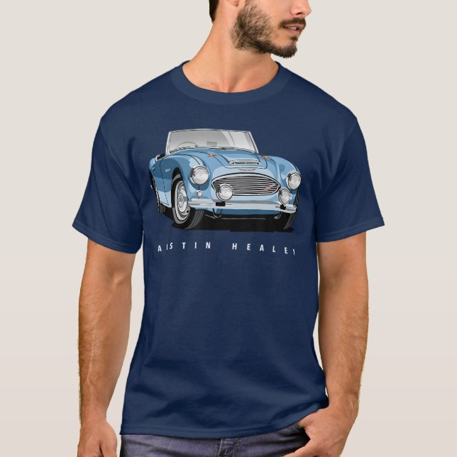 British Classic Sports Car Austin Healey friends T Shirt (Framsida)