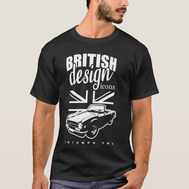 British Classic Toppen Car Triumph TR6 T Shirt (Framsida)