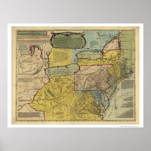 British Colonies America Karta - 1771 Poster (Framsidan)
