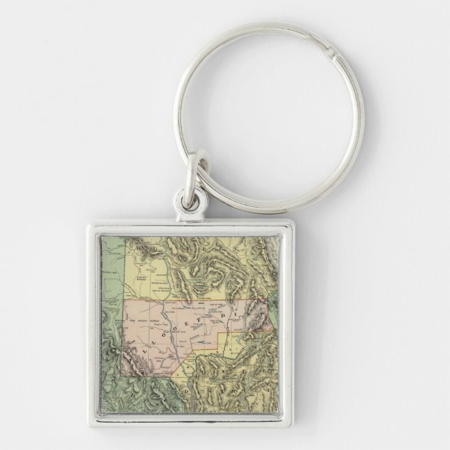 British Columbia 2 Fyrkantig Silverfärgad Nyckelring (Framsidan)