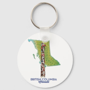 British Columbia Canada karta poster. Giant Coffee Nyckelring