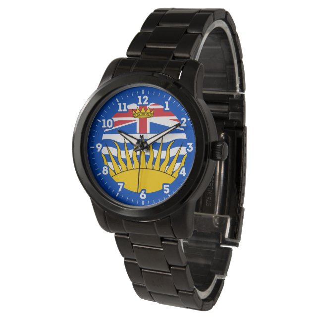 British Columbia Flagga Graphic Dial Armbandsur (Vinklad)
