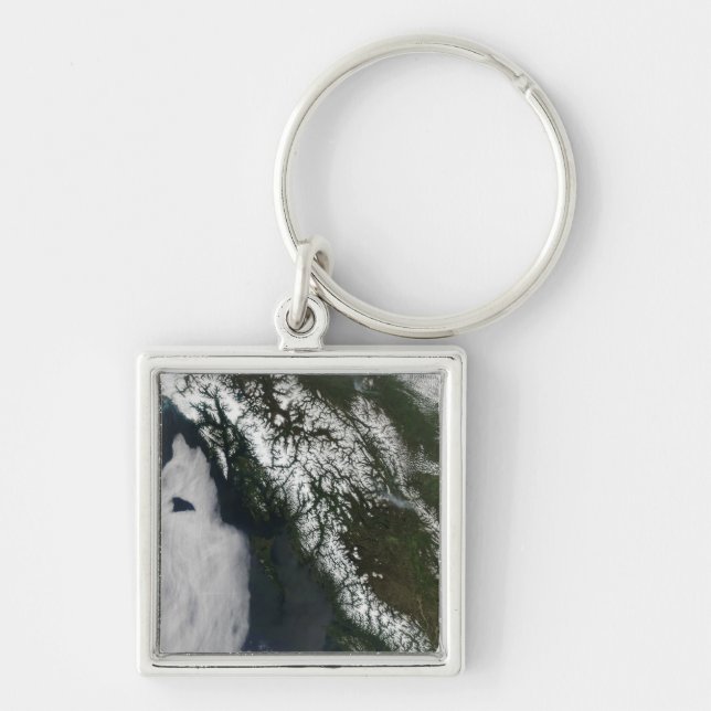 British Columbia Fyrkantig Silverfärgad Nyckelring (Framsidan)