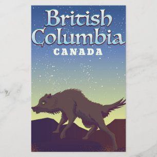 British Columbia Kanada Vild Varg affisch Brevpapper