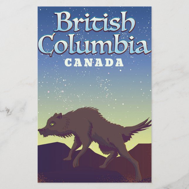 British Columbia Kanada Vild Varg affisch Brevpapper (Framsida)