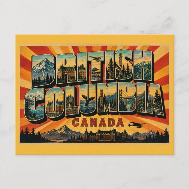 British Columbia Kanada Vintage Vykort (Framsida)