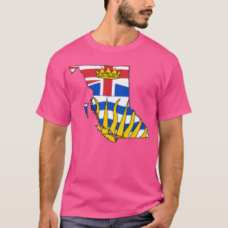 British Columbia Karta med British Columbian Flagg T Shirt