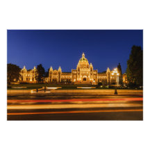 British Columbia Parliament Byggnad på natten