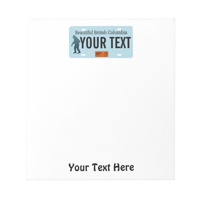 British Columbia Sasquatch License Plate Anteckningsblock (Framsida)