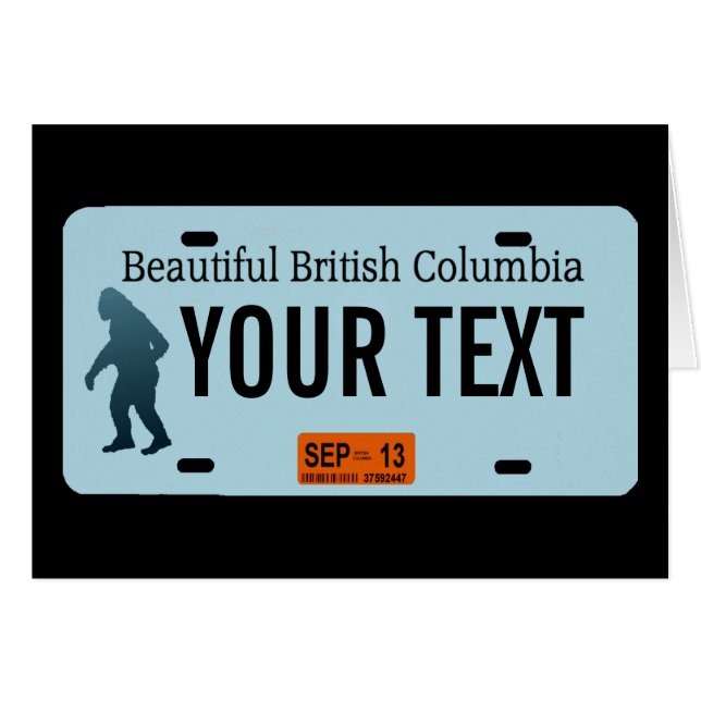 British Columbia Sasquatch License Plate Hälsningskort (Framsidan Horizontal)