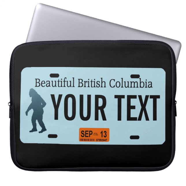 British Columbia Sasquatch License Plate Laptop Sleeve (Framsidan)