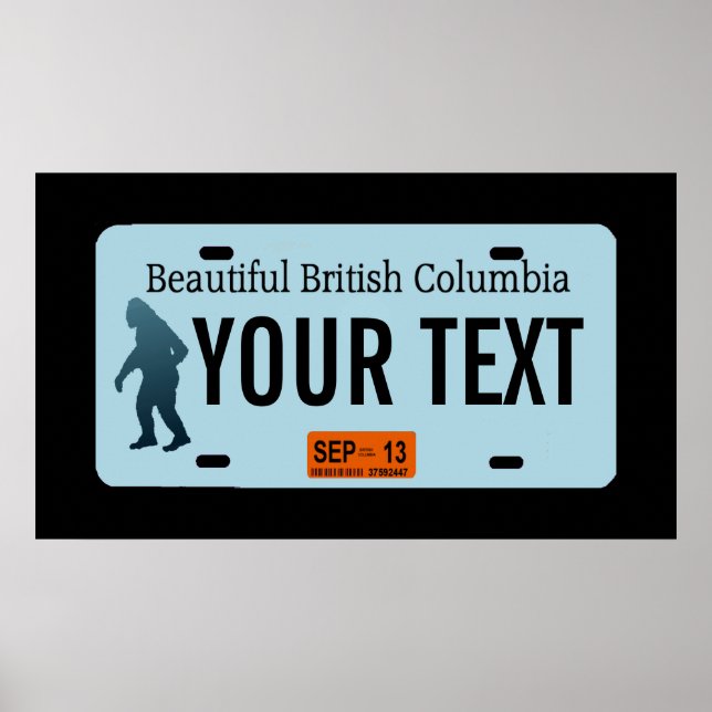 British Columbia Sasquatch License Plate Poster (Framsidan)