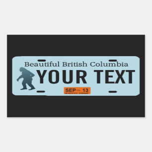 British Columbia Sasquatch License Plate Rektangulärt Klistermärke