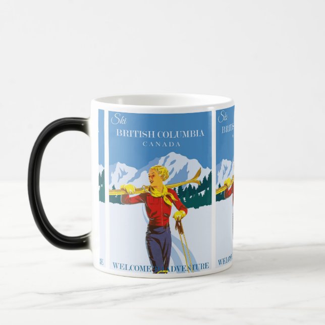 British Columbia Ski Äventyr: Canada Travel Magisk Mugg (Vänster)
