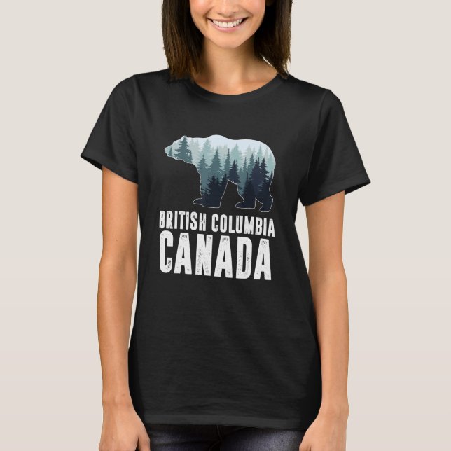 British Columbia Vancouver Canada Bear Green Fores T Shirt (Framsida)