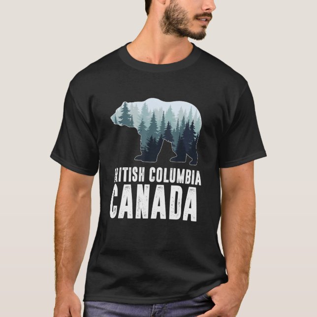 British Columbia Vancouver Canada Bear Green Fores T Shirt (Framsida)