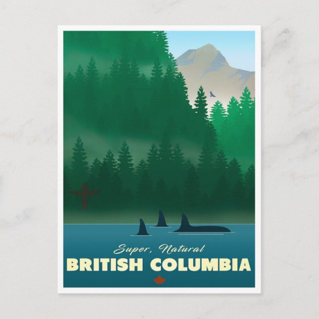 British Columbia vintage resor vykort (Framsida)