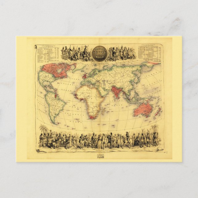 British Empire Karta (ca 1850) Vykort (Framsida)