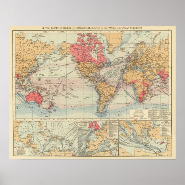 British Empire, vägar, strömmar Poster (Framsidan)