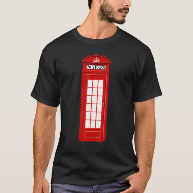 British England London Red Telphone Box Mobil Boo T Shirt (Framsida)